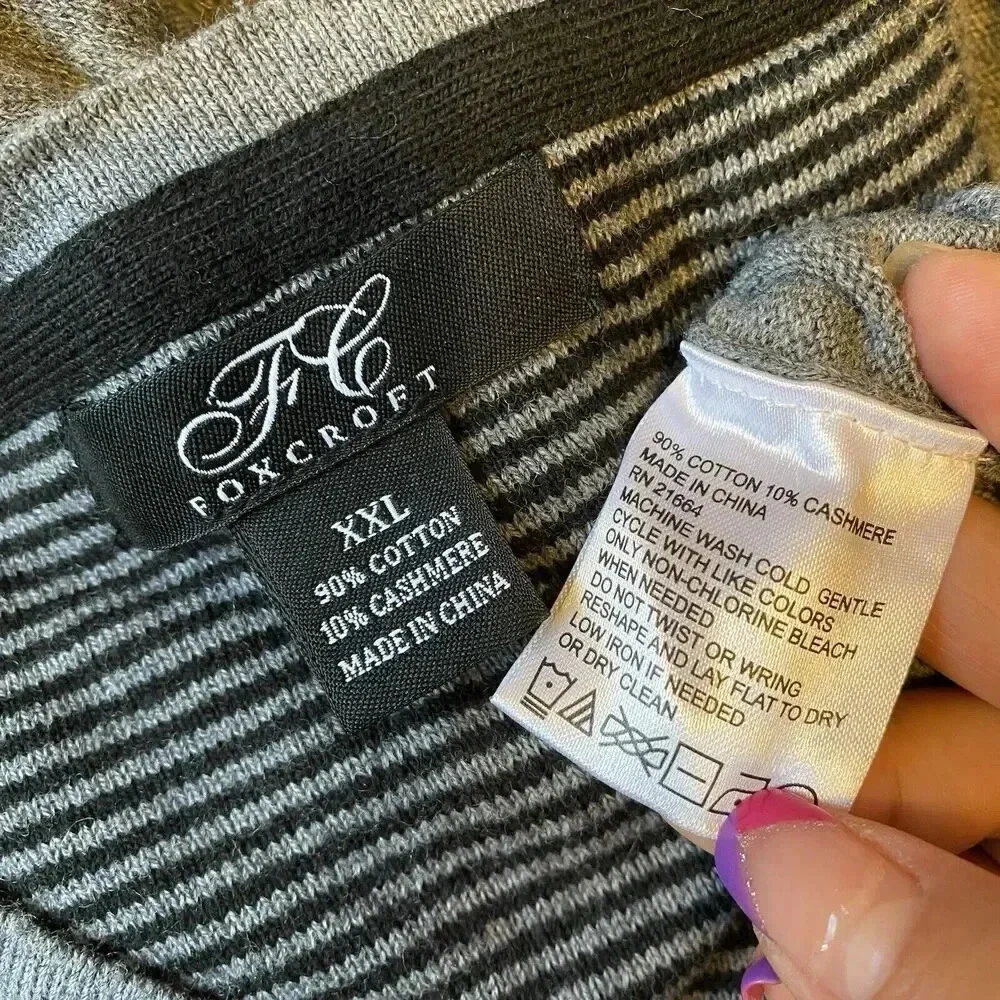 Foxcroft Gray Cotton Cashmere Blend Pullover V-Neck Sweater Mens Sz XXL Soft